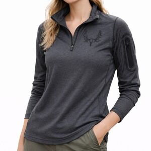 Drift Creek Outdoors Quarter Zip Sweatshirt Women's Small Gray Pullover Hiking